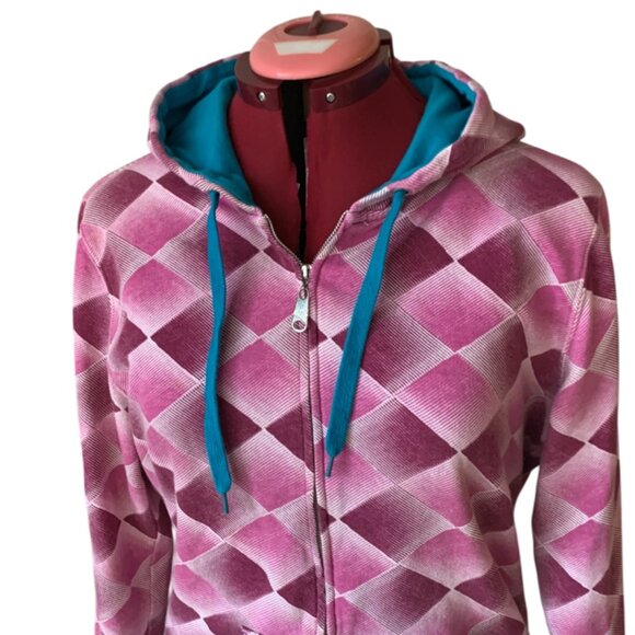 ROXY - Pink / Aqua - Long Sleeve Full Zip Hoody - XL (fit Med adult) - Picture 4 of 11